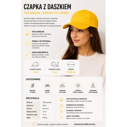 Żółta czapka daszkiem metalowe zapięcia