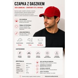 Czapka sportowa zapięcie metalowe