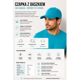 Czapka z daszkiem Turquoise CZ 6P TU