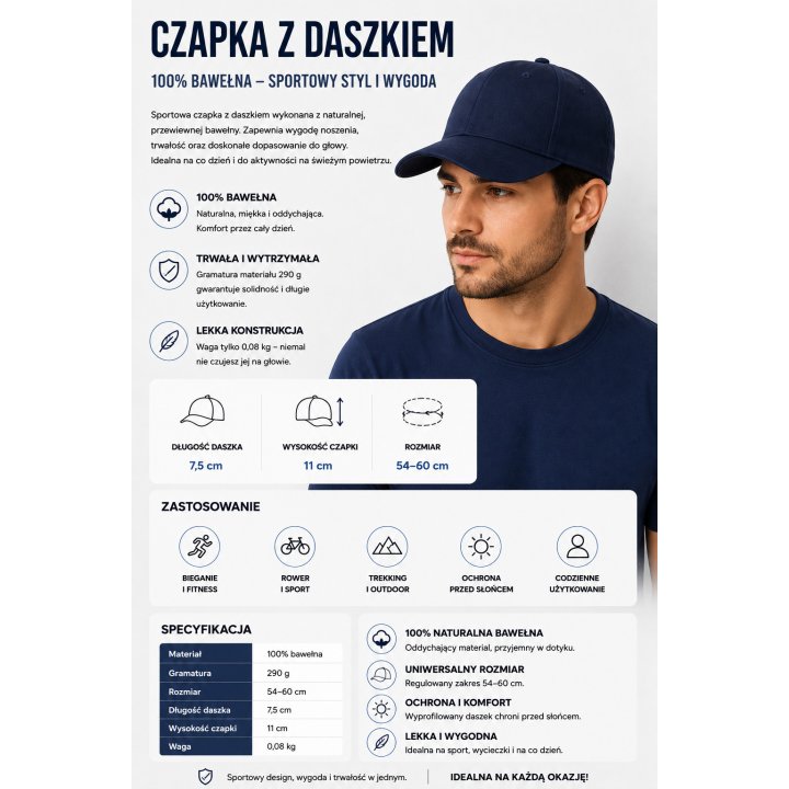 Czapka z daszkiem Granat 6P NY