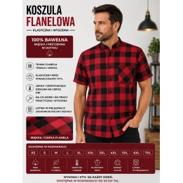 Koszula flanelowa krótki rękaw czerwona B-27
