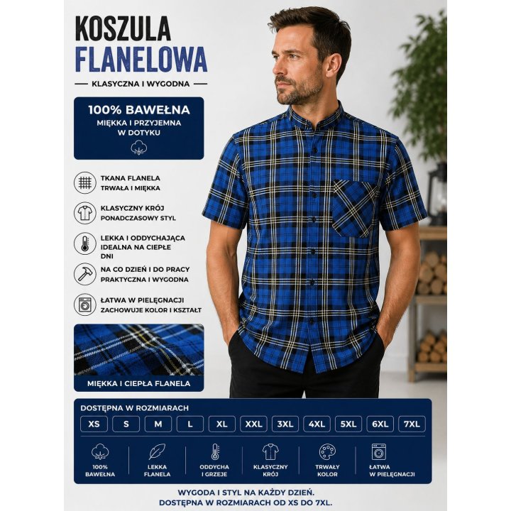 Koszula Grot flanelowa krótki rękaw  B-27