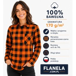 Koszula flanelowa pomarańczowo czarna 170 gr/m2