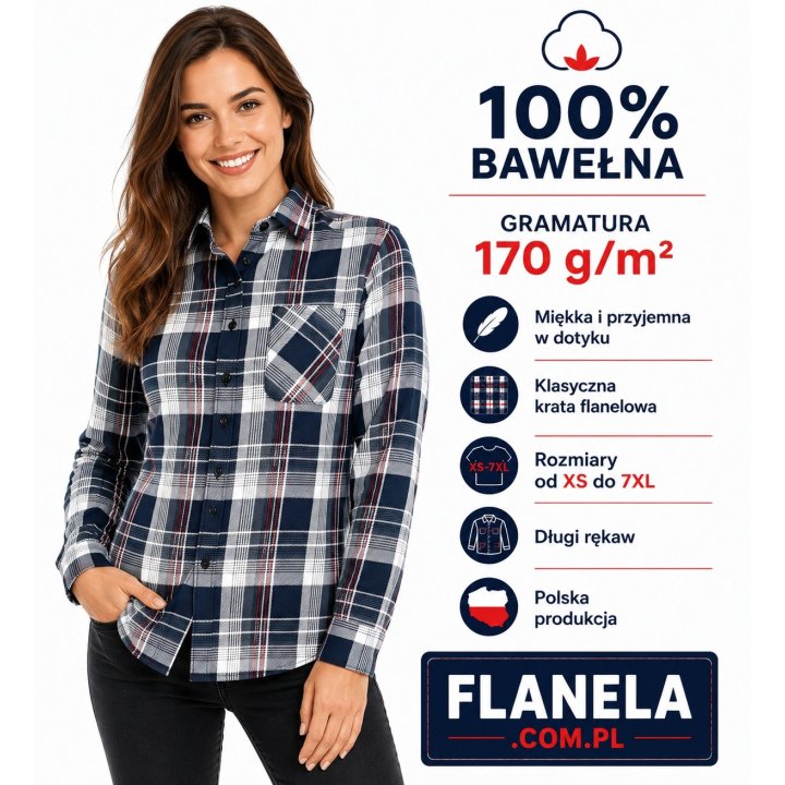 Koszula flanelowa Person bawełna 100%   170 gr/m2