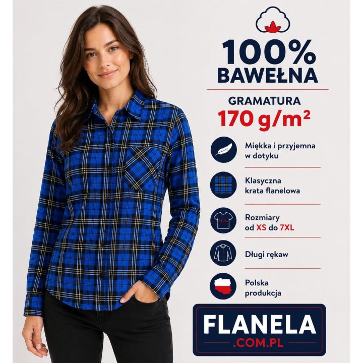 Koszula flanelowa Grot   170 gr/m2  bawełna 100%