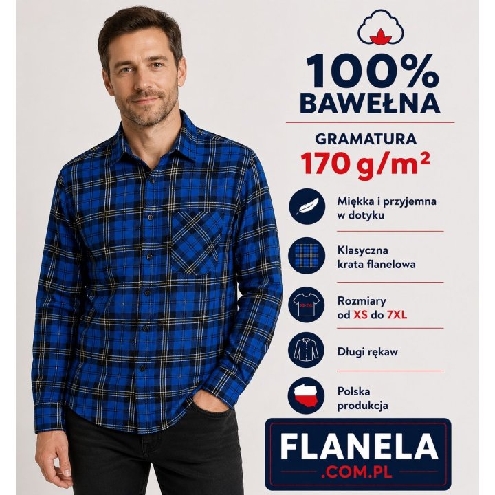 Koszula flanelowa Grot   170 gr/m2  bawełna 100%