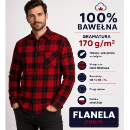 Czerwono czarna koszula flanelowa Bragio