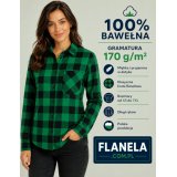 Koszula flanelowa zielono czarna 170 gr/m2  bawełna 100%