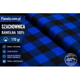 Flanela niebiesko-czarna 170 g/m2 krata