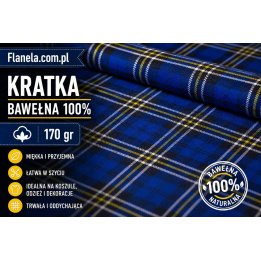 Flanela niebieska Grot  170 g/m2 krata