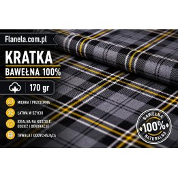 Flanela szara Kamel  170 g/m2 krata