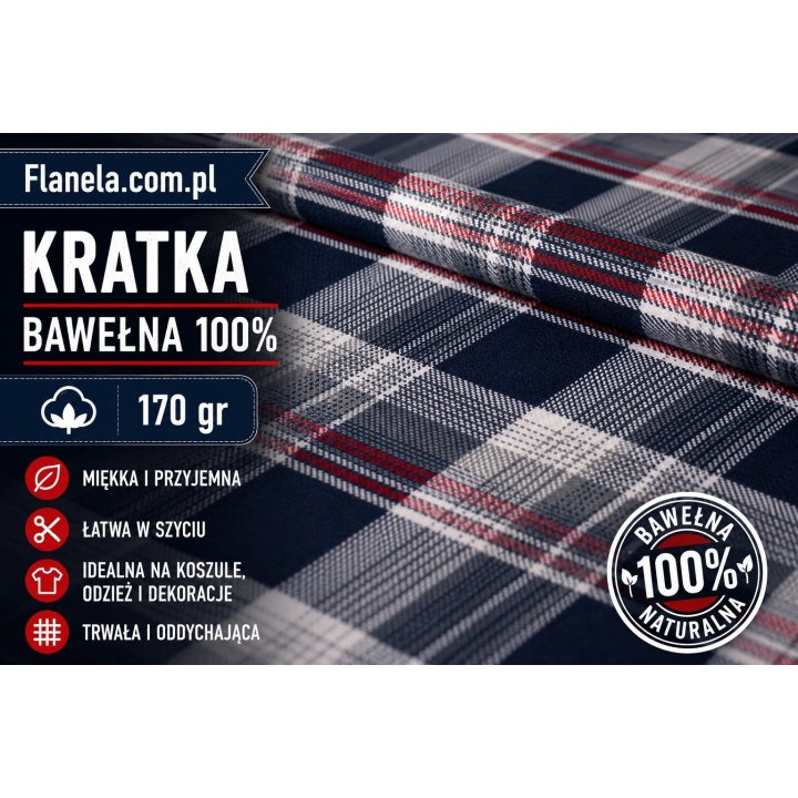 Flanela bawełniana Person  170 g/m2 krata
