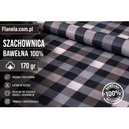 Flanela szara drobna kratka  170 g/m2 Bawełna