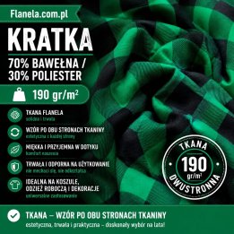 Flanela tkana zielona 190 g/m2 Krata
