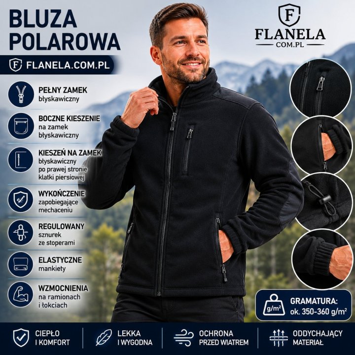 Bluza polarowa czarna FLRA 340 BK-BK