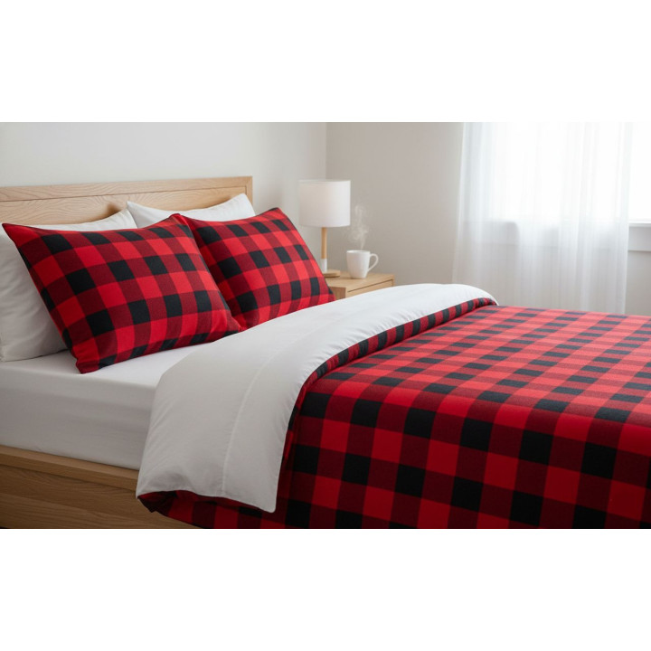 Pościel bawełniana czerwono czarna szkocka krata propozycja