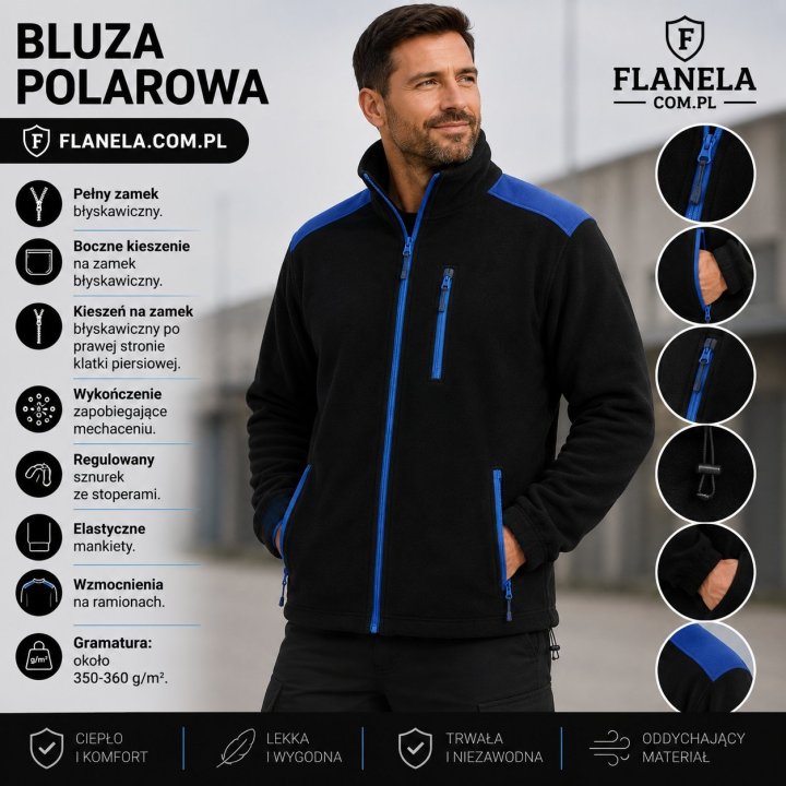 Bluza polarowa Black/Royal Blue