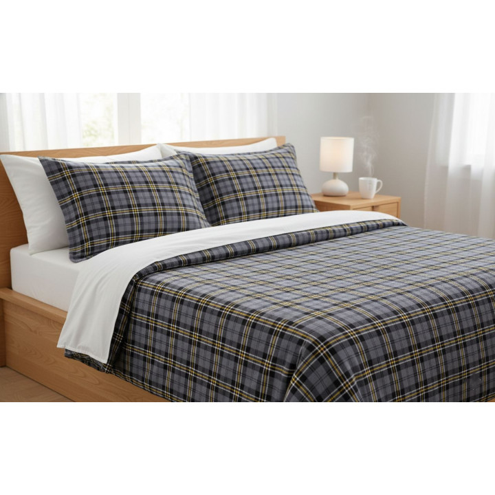 Flanela szara z żółtymi paskami bawełniana szer. 150 cm