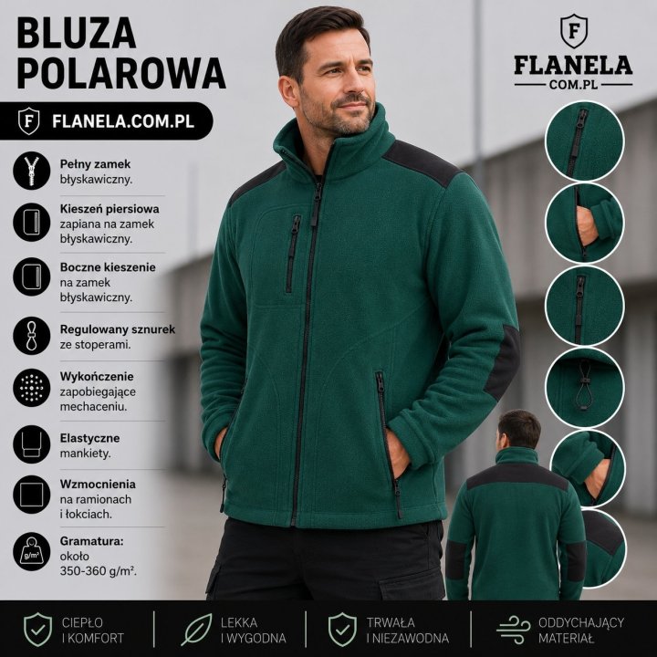 Bluza polarowa Bottle Green/Black