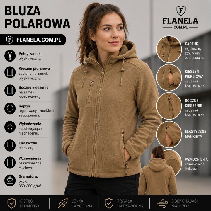 Bluza polarowa z Kapturem  COYOTE