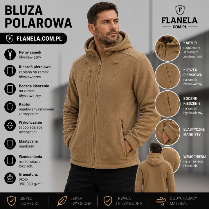 Bluza polarowa z Kapturem  COYOTE