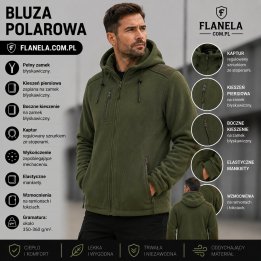 Bluza polarowa z Kapturem Khaki/Khaki