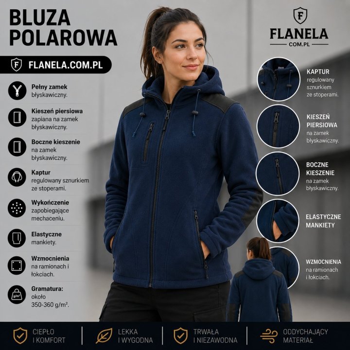 Bluza polarowa z Kapturem Navy/Black
