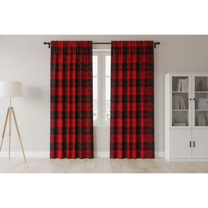 Flanela bawełniana pościelowa czerwona szkocka krata  szer. 150 cm