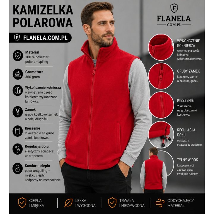 Kamizelka polarowa czerwona