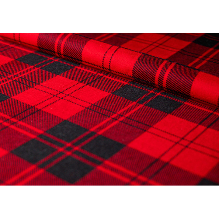 Flanela bawełniana pościelowa czerwona szkocka krata  szer. 150 cm