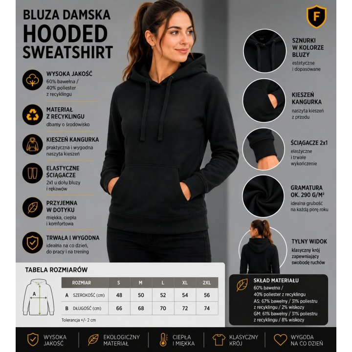 Bluza damska kangur czarna