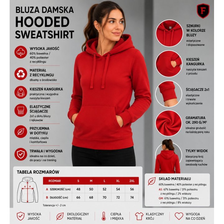 Bluza damska kangur czerwona