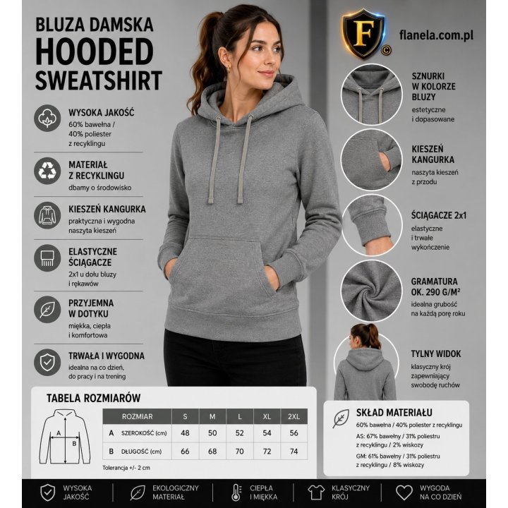 Bluza damska kangur Grey Melange