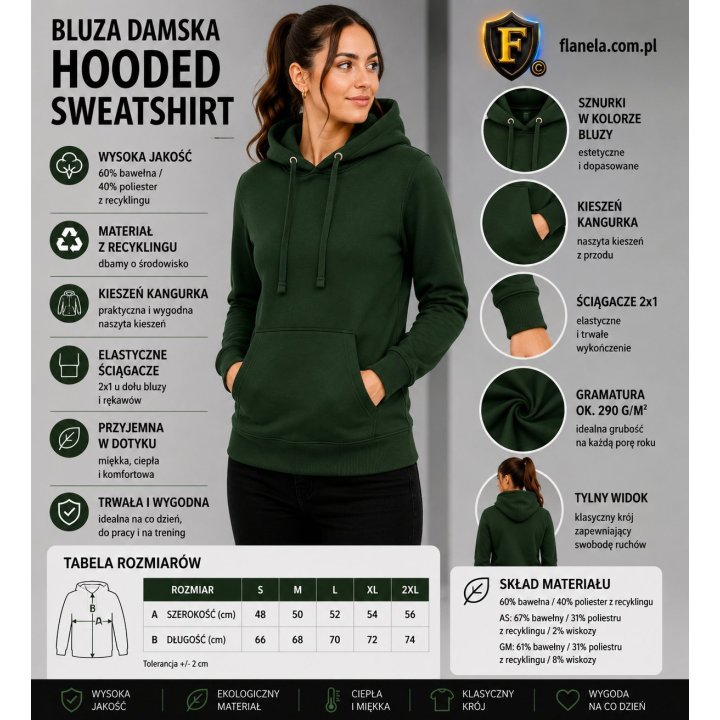 Bluza damska kangur Bottle Green