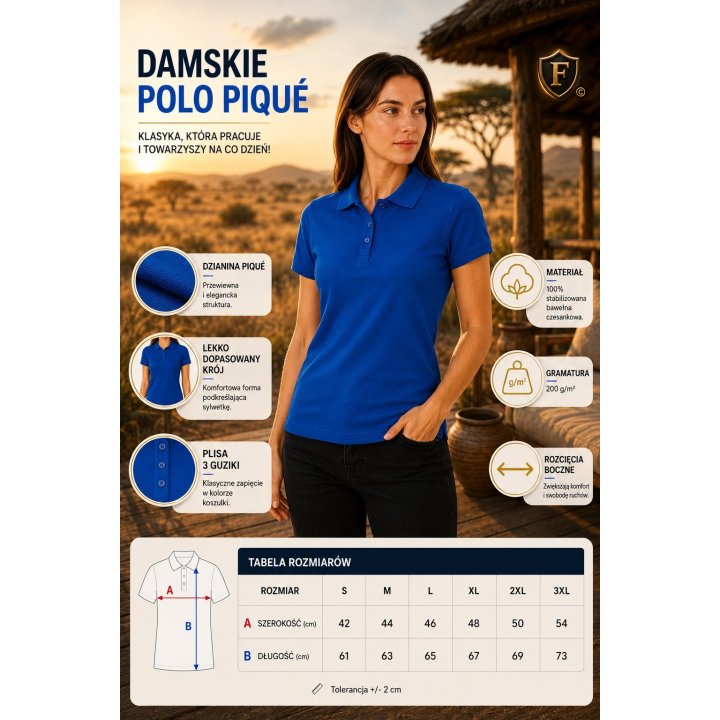 Polo Damskie niebieskie 200