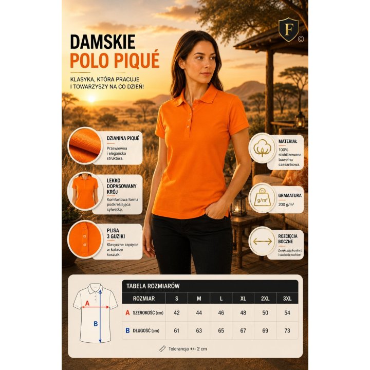 Polo Damskie pomarańczowe 200
