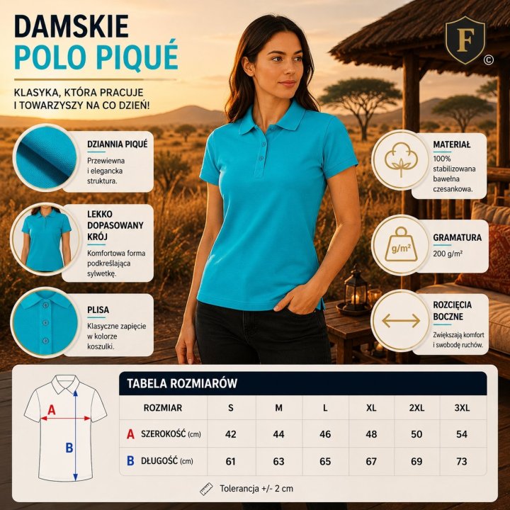 Polo Damskie Turkus 200
