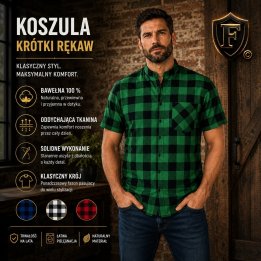 Koszula flanelowa krótki rękaw zielona B-27