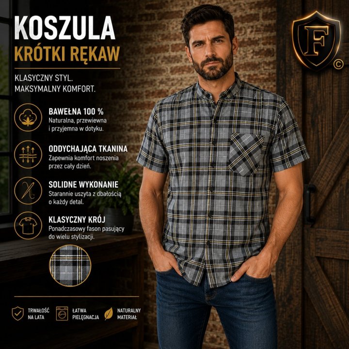 Koszula krótki rękaw flanelowa Kamel B-27