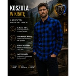 Koszula flanelowa niebiesko czarna 170 gr