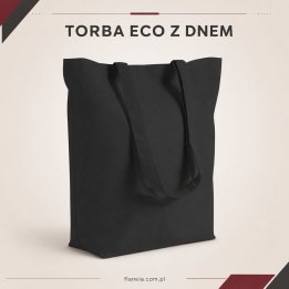 Torba ECO z dnem czarna – bawełniana 38x42x10 220g