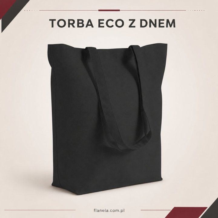 Torba ECO z dnem czarna – bawełniana 38x42x10 220g