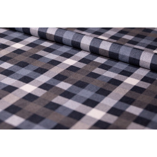 Szaro biała flanela bawełniana drobna kratka szer. 150 cm