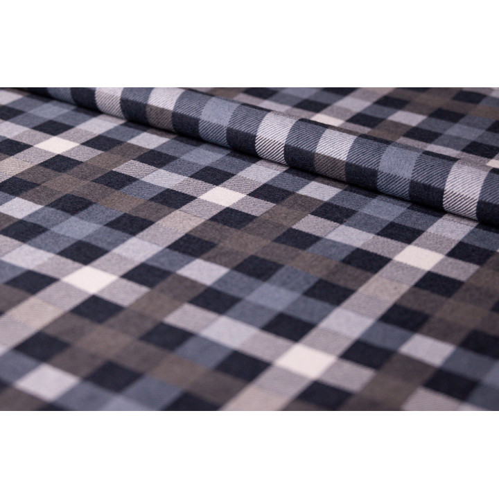 Szaro biała flanela bawełniana drobna kratka szer. 150 cm