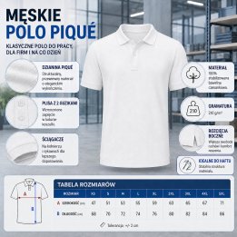 Polo męskie 210 g/m²- Biały