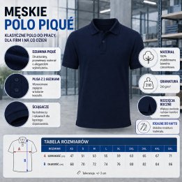Polo męskie 210 g/m²- Granatowy