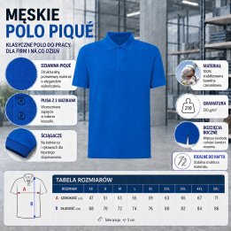 Polo męskie 210 g/m²-Niebieski