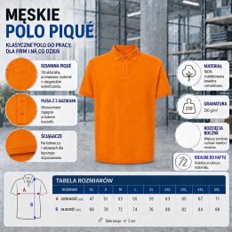 Polo męskie 210 g/m²-Pomarńczowe