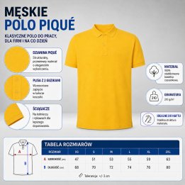Polo męskie 210 g/m²- Żółty