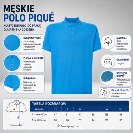 Polo męskie 210 g/m²- Lazurowy